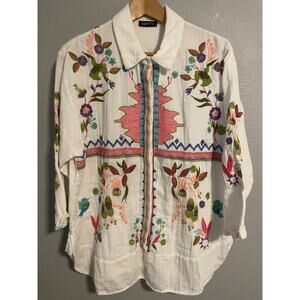 Colorful Floral Embroidered Blouse